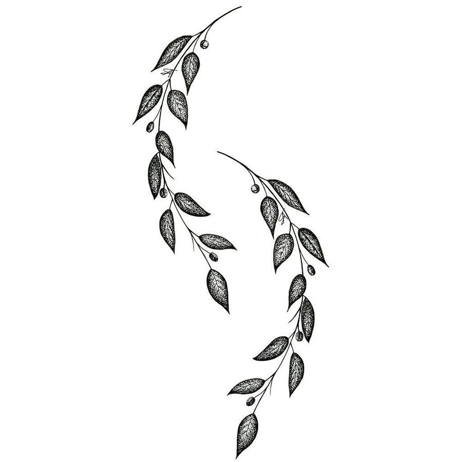 Эскиз тату веточка с листьями