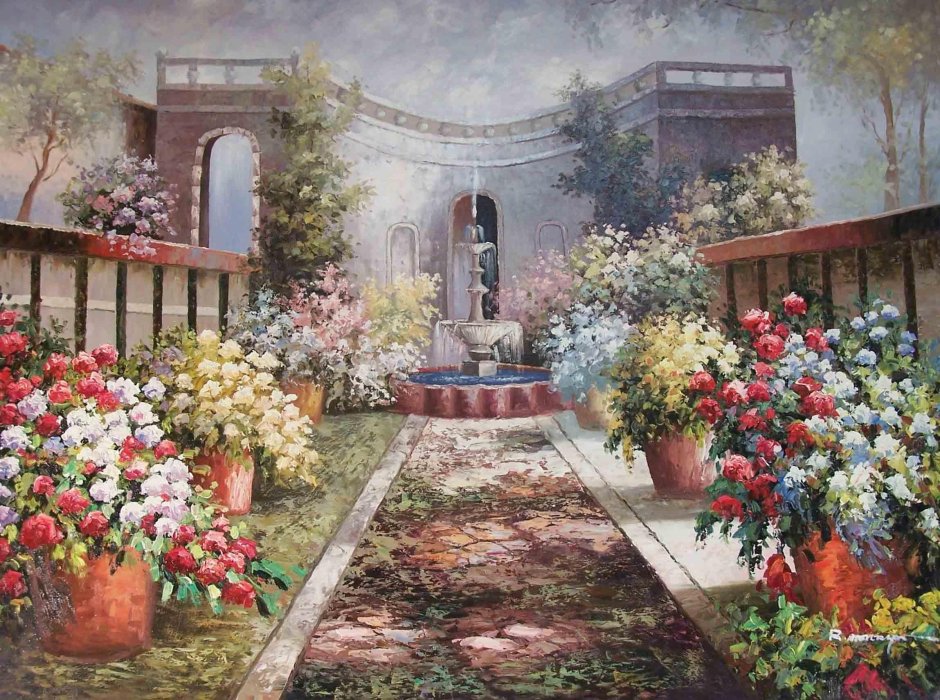 Древнеримская фреска сад Райский