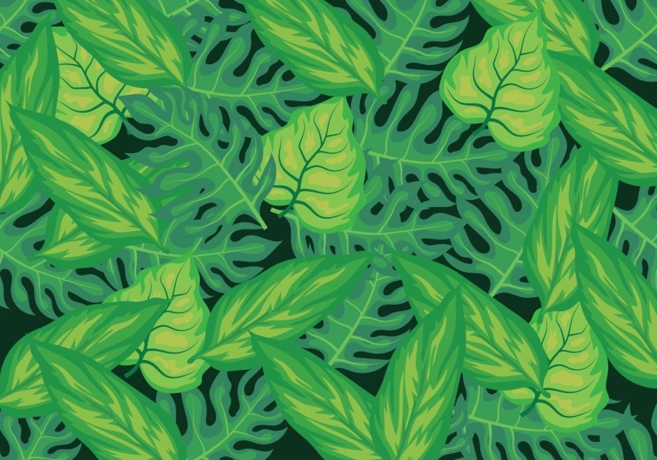 Зеленые тропические листья вектор